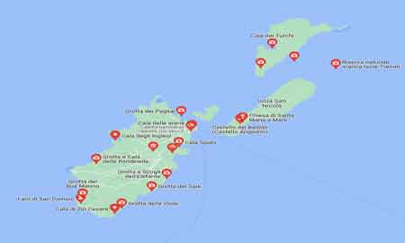 Mappa delle spiagge delle Isole Tremiti